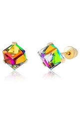 terrific mini rainbow screw back earrings for toddlers